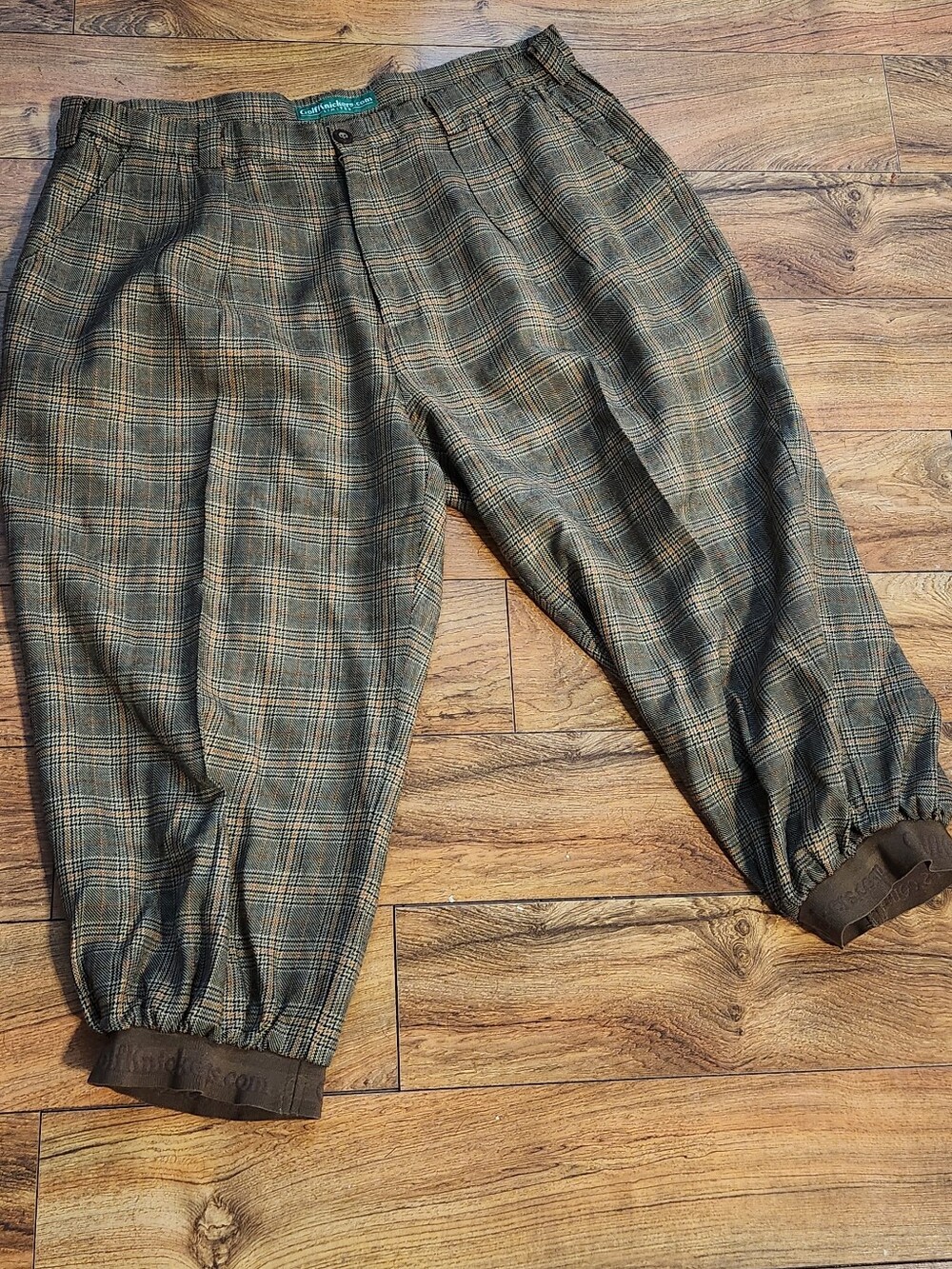 Golfknickers Plaid Elastic-Cuff Men’s Pants Knickers, Size 40